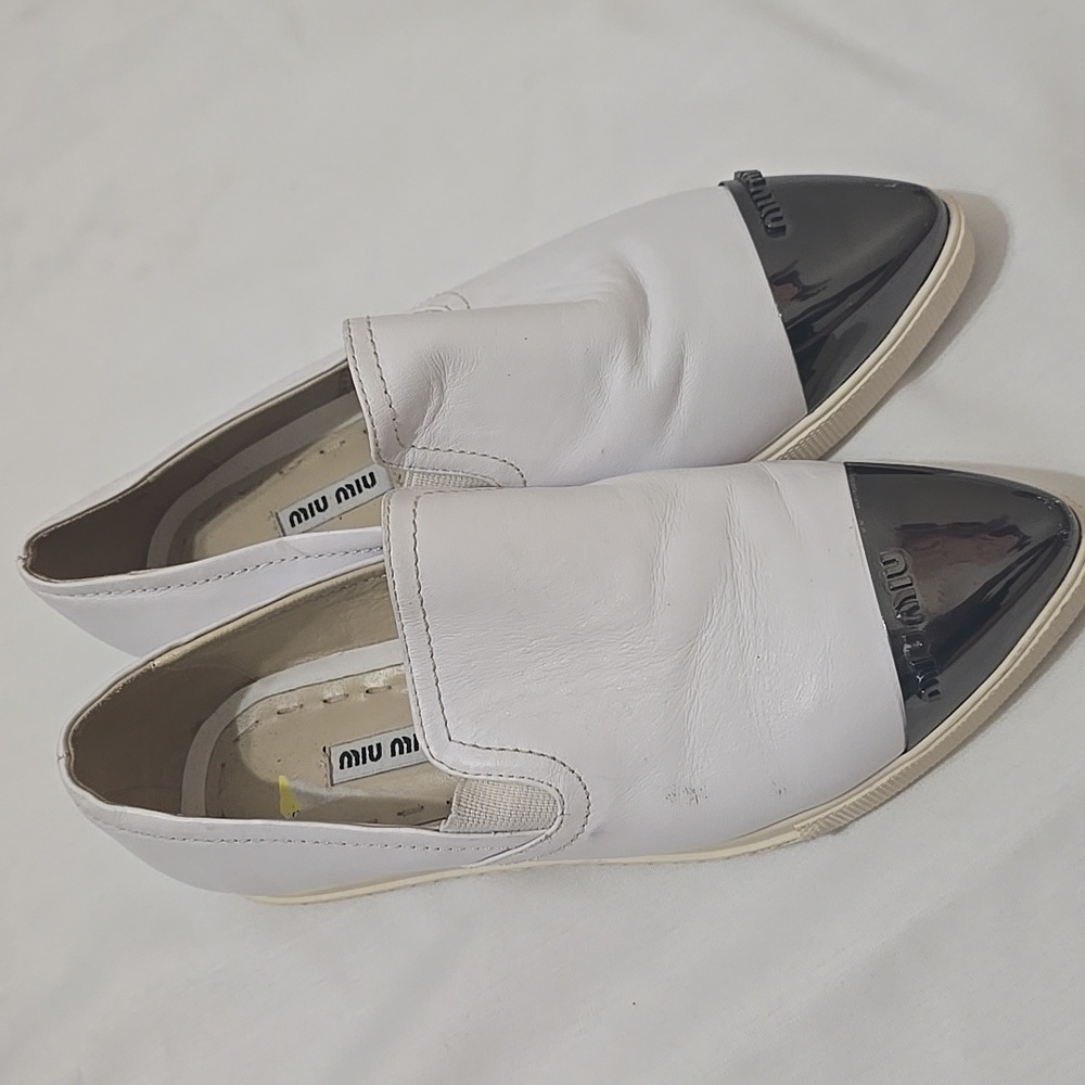 Miu Miu White and Black Slip-On Sz 8